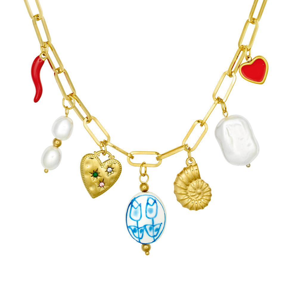 European Multi Charm Necklace