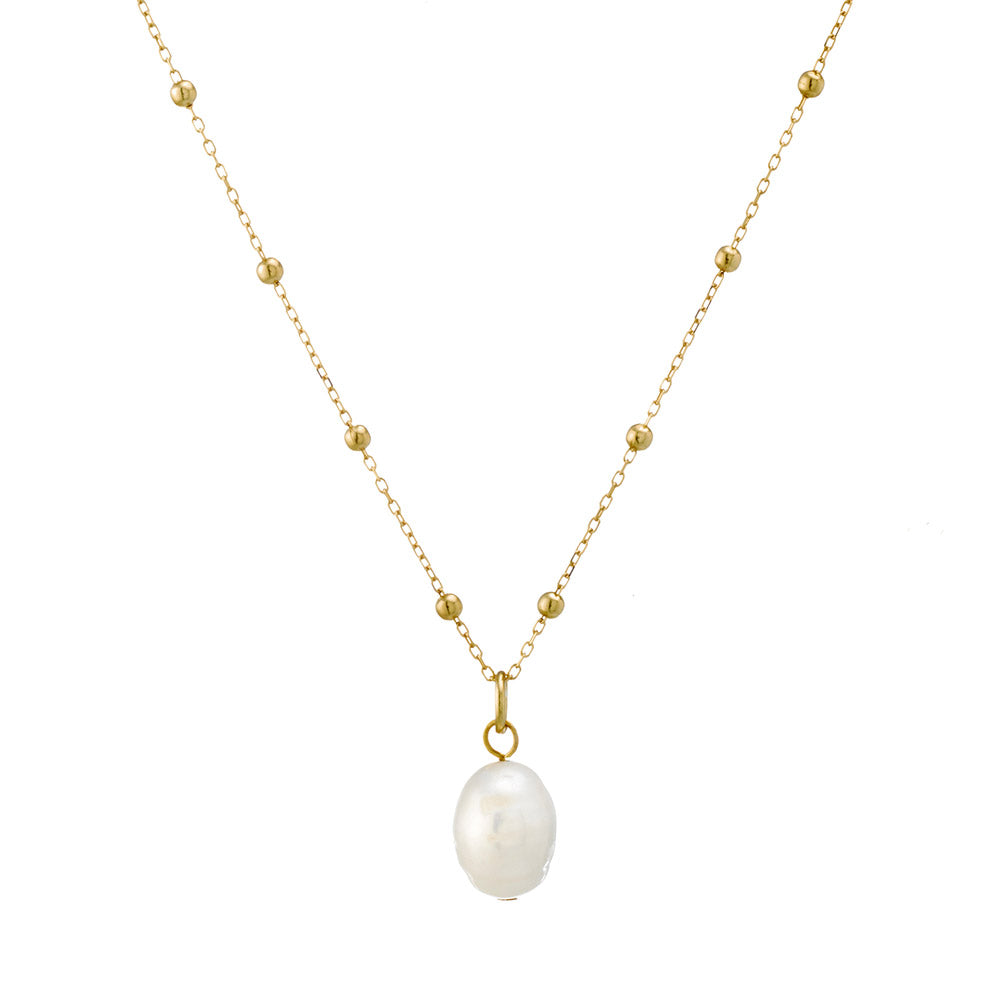 Beaded Peal Pendant Necklace