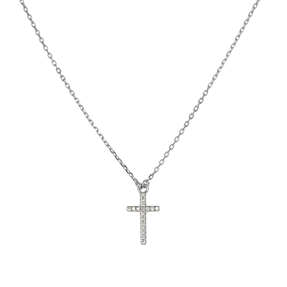 Fine Necklace With CZ Cross Pendant