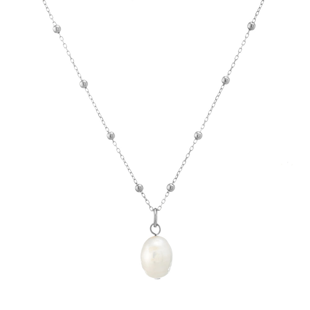 Beaded Peal Pendant Necklace