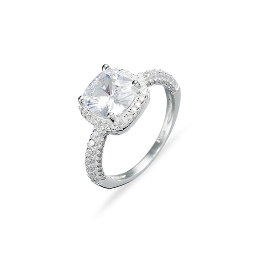 Princess Cut CZ Stone with Halo Ring
