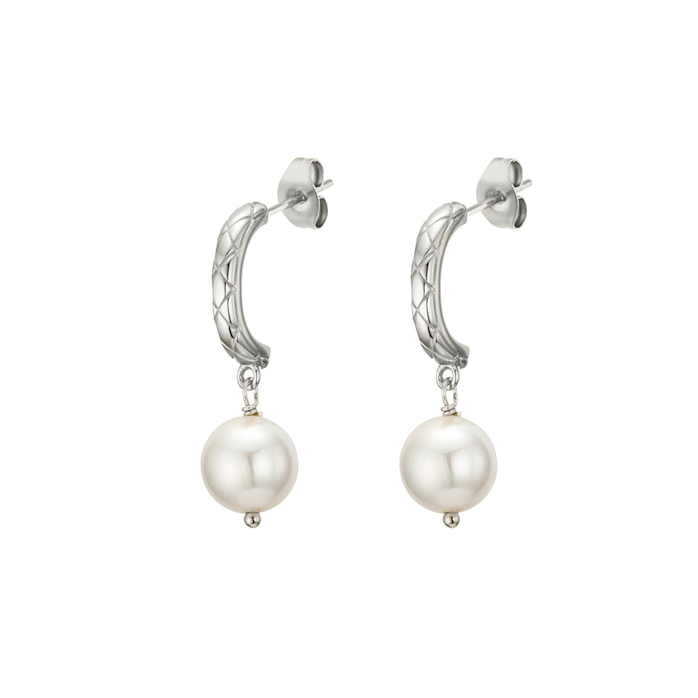 Half Hoop Fresh Water Pearl Earrings