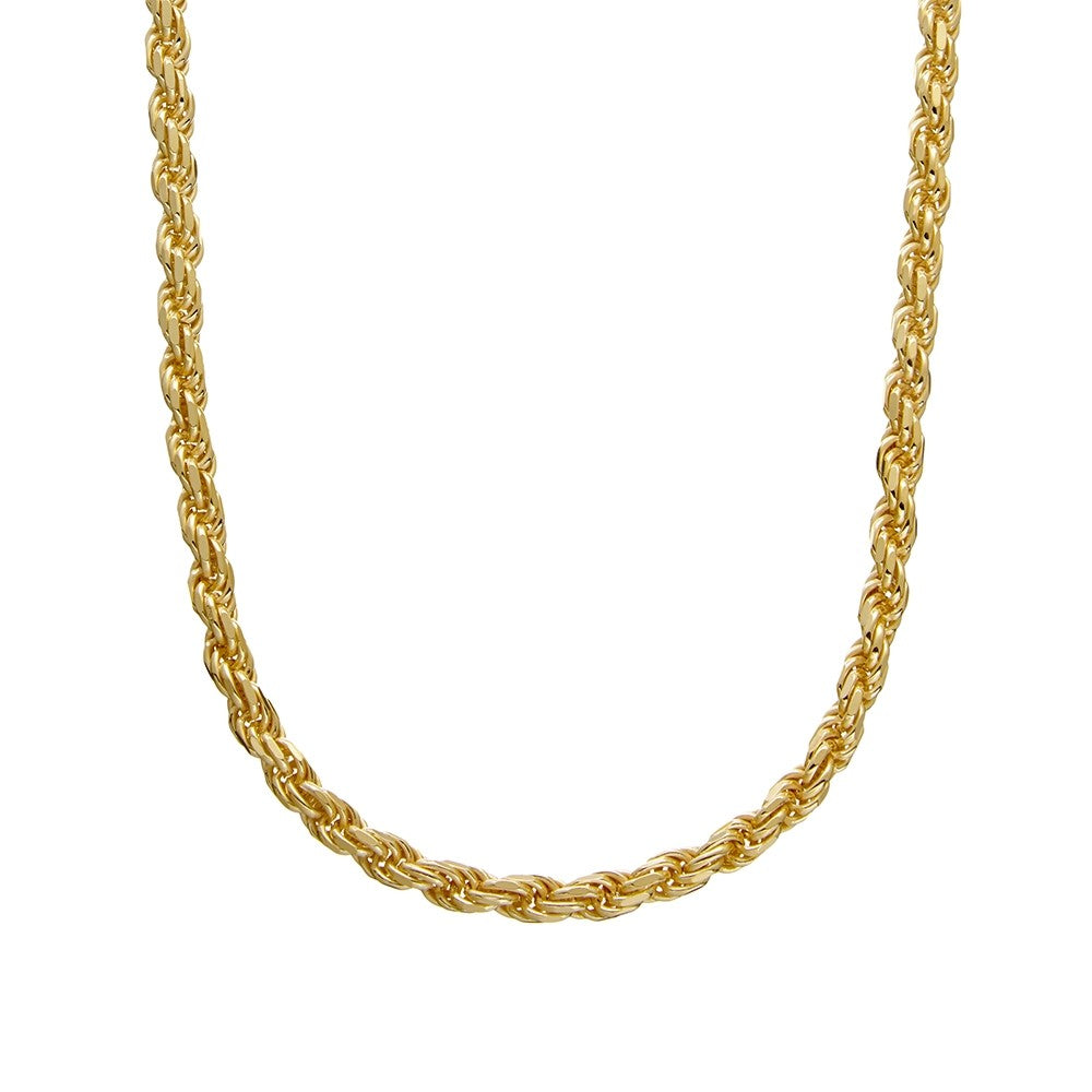 Sterling silver gold plated 4MM diamond cut rope chain