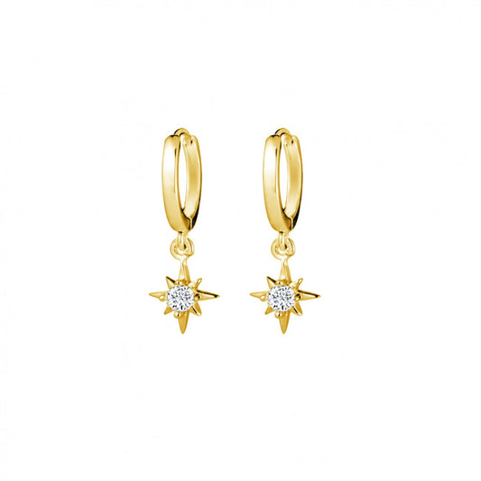 Sterling silver huggie earring with CZ star charm