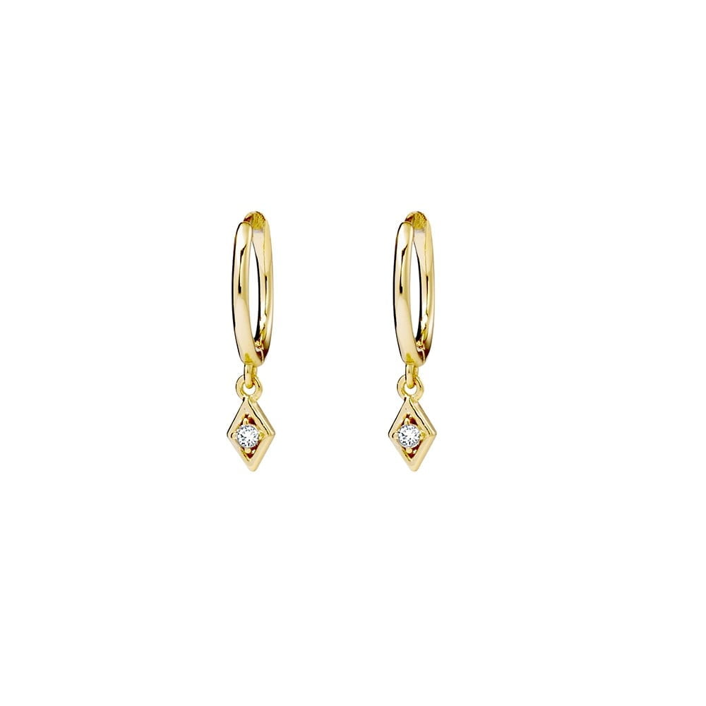 Sterling silver huggies with tiny CZ charm