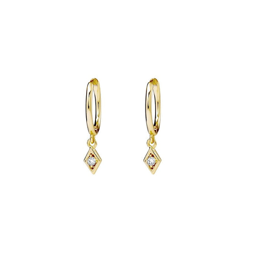 Sterling silver huggies with tiny CZ charm