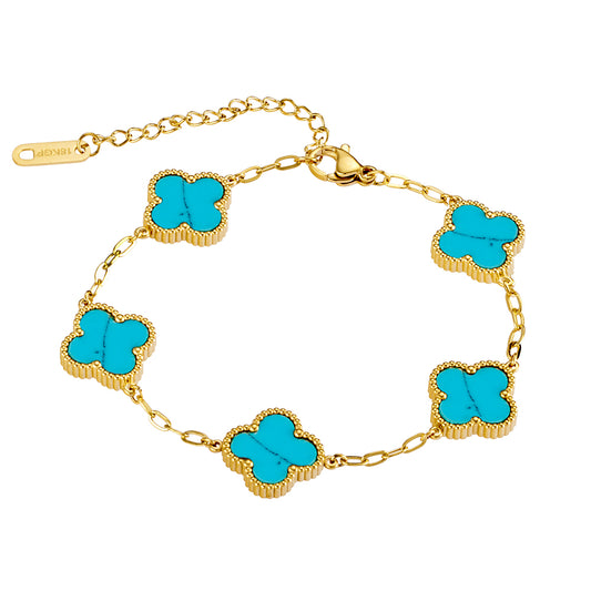 18k Gold Plated Multi Flower Bracelet