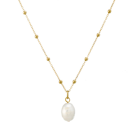 Beaded Peal Pendant Necklace
